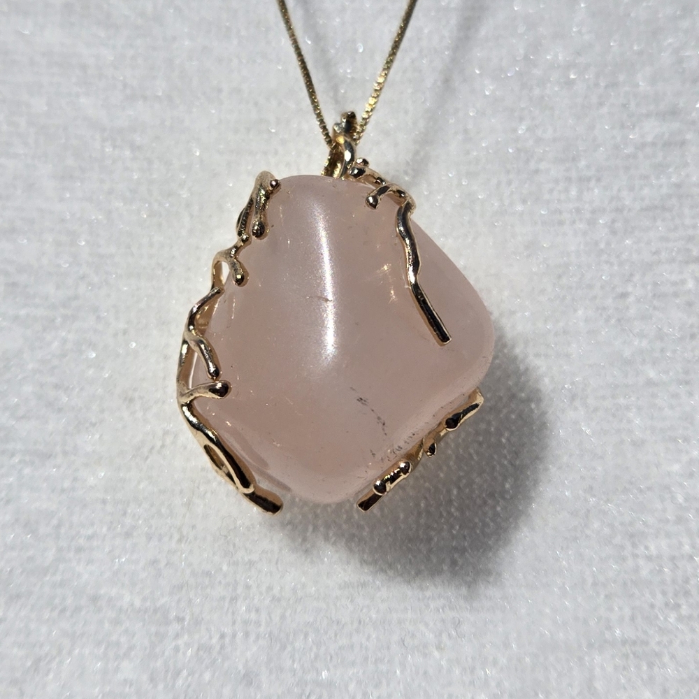 Hand Wrapped Rose Quartz Crystal Pendant